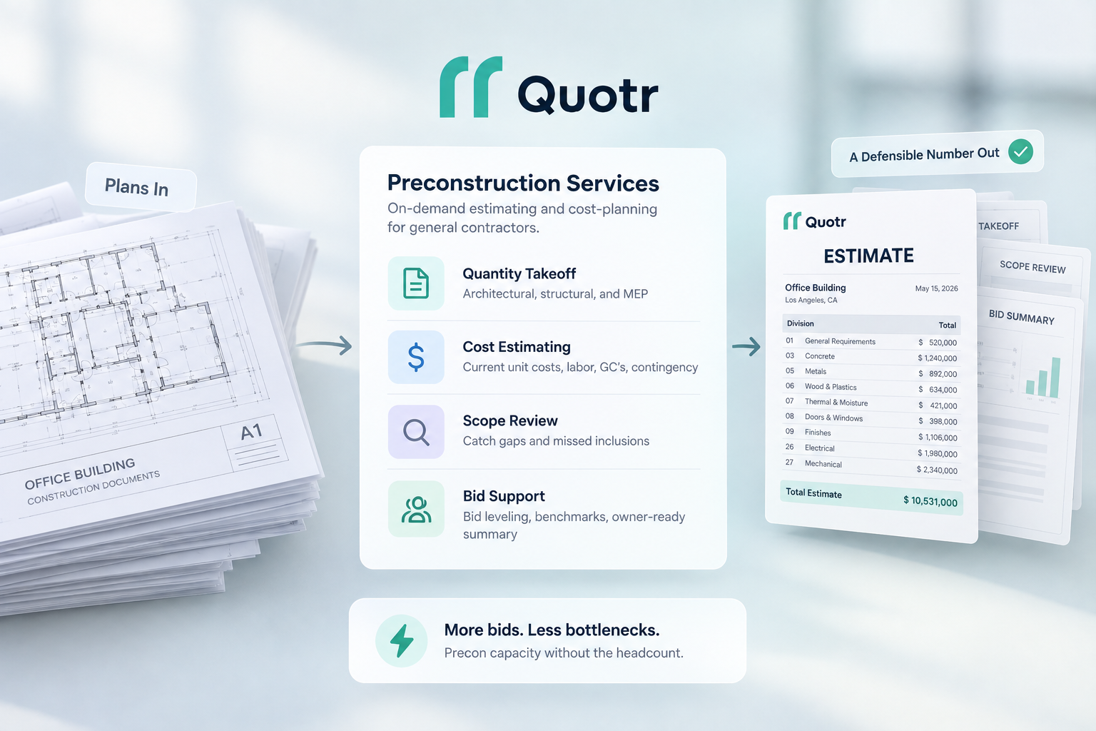 quotr.ai Preconstruction Services for General Contractors: card