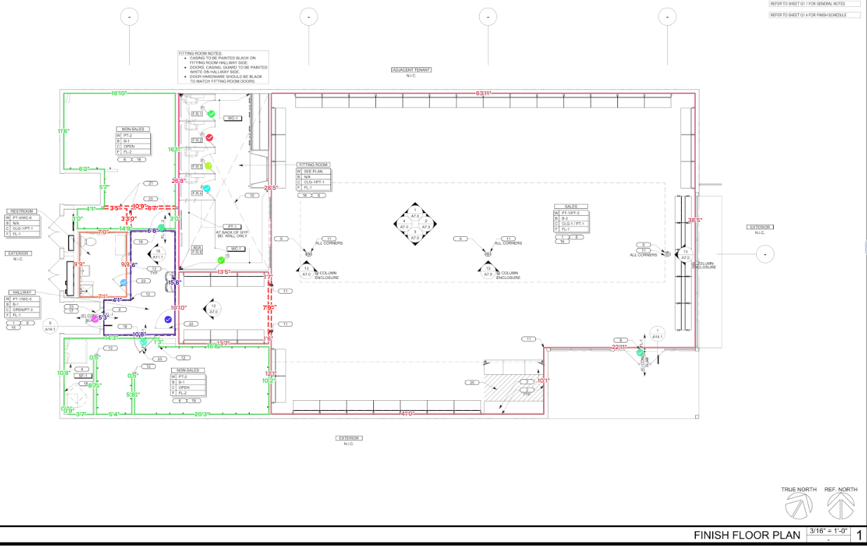 Measuring interior wall lengths in Quotr.ai.