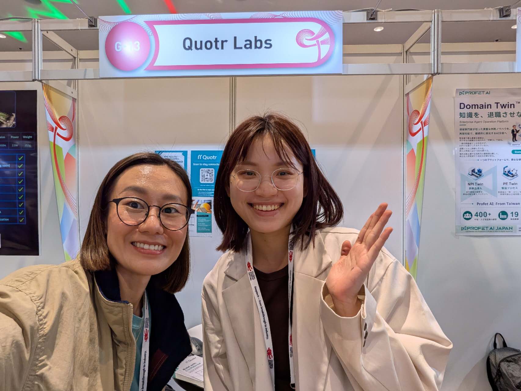 A greeting at the Quotr Labs booth during Global Startup EXPO 2026.