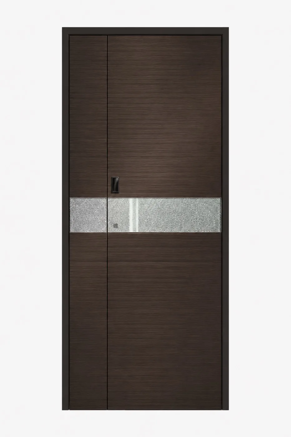 Dark entry door with frosted horizontal glass
