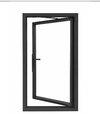 Aluminum casement window with black frame