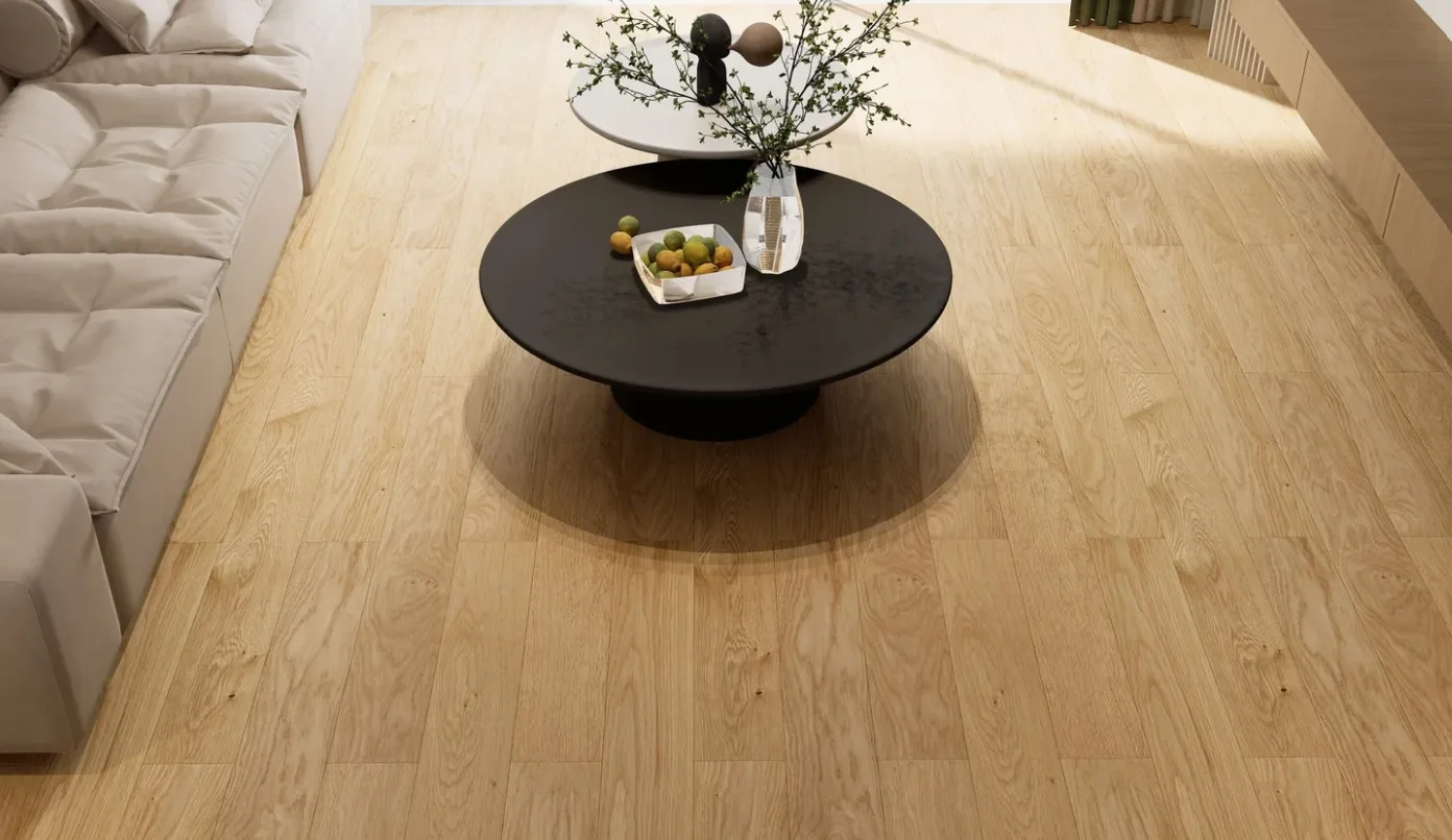 Engineered wood flooring natural oak close-up